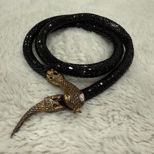Rare Vintage DL Auld Black Mesh Snake Belt / Necklace / Wrap Bracelet
